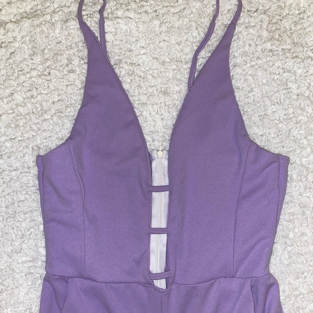 Extreme Plunge Skinny-leg Jumpsuit with Pockets
